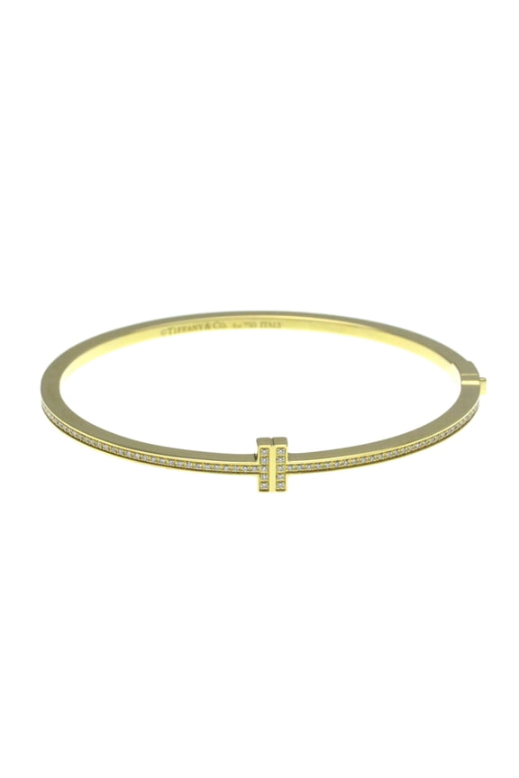Pre-Owned Tiffany Tiffany T Diamond Hinged Wire Bangle Yellow Gold (18K) Diamond... (Good)