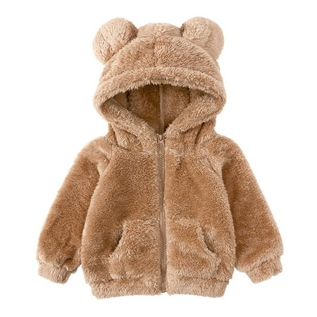 

GERsome Baby Boy Girl Fleece Jacket Casual Fuzzy Zip Up Plush Thick Warm Hoodie Coat Toddler Fall Winter Outfit Outdoor Clothes