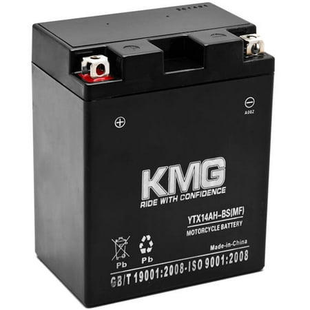 KMG Polaris 330 Magnum Trail 2003-2012 YTX14AH-BS Sealed Maintenace Free Battery High Performance 12V SMF OEM Replacement Maintenance Free Powersport Motorcycle ATV Scooter Snowmobile (Best Off Trail Snowmobile)