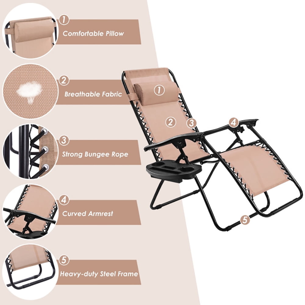 Aimee Lii Outdoor Folding Zero Gravity Reclining Lounge Chair with Utility Tray, Outdoor Patio Furniture, Beige Aimee Lii Outdoor Folding Zero Gravity Reclining Lounge Chair with Utility Tray, Outdoor Patio Furniture, Beige
