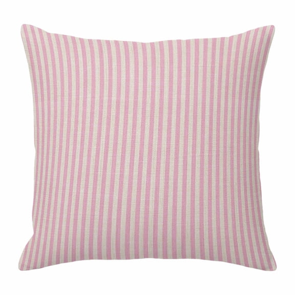 Pillow Covers 16x16 Inch, Pink Striped Linen Pillowcase with Invisible Zipper, Modern Simple Farmhouse Beige Vintage Decorative Throw Pillow Covers Cushion Case for Couch Sofa Bed Living Room