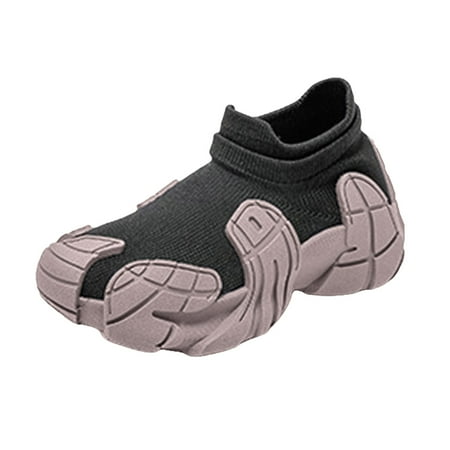 eileial Kids Shoes Sock Shoes Walking Shoes Non-Slip Breathable Slippers with Soft Rubber Sole Baby Boys Girls Slip on Sneakers(Gray 8-9 Years)