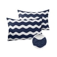 thumbnail image 2 of Blue and White Line Wave Stripe Outdoor Pillow Covers Set of 2,Decorative Waterproof Throw Pillow Case,Minimalist Seashore Geometric Art Cotton Linen Soft Cozy Cushion Pillowcases, 2 of 7
