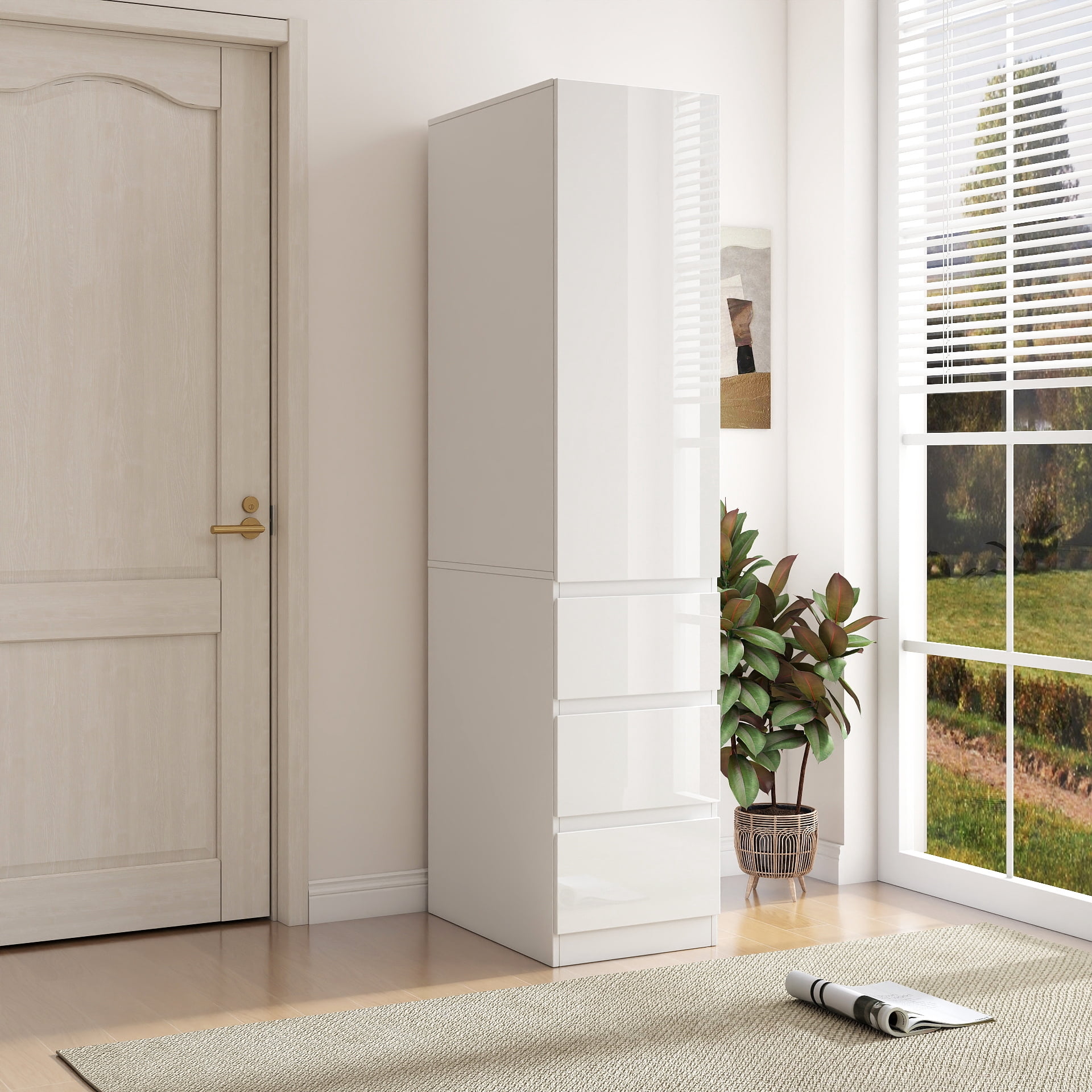 Large Kitchen Pantry Storage Cabinet Freestanding Hutch with 3 Drawers Shelves, White