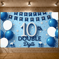 thumbnail image 5 of Blue White Theme 10th Birthday Banner Balloon Decor Double Digits Display Snowflake Pattern Gift Box Design Backdrop for 10th Birthday Party Teen Celebration Photo Shoot, 5 of 9