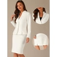 thumbnail image 2 of DARING DIVA Women's 2-Piece Business Blazer Pencil Skirt Suit Set 2XL White, 2 of 6