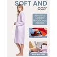 thumbnail image 3 of Casual Nights Women's Jacquard Fleece Zip Front Robe, Long Housecoat with Pockets, Mid-Calf Duster, Terry Poly Lounge Robe, Purple XX-Large, 3 of 5