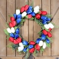 thumbnail image 3 of Idyllic 18 Inch Tulip Wreath For Patriotic Independence Day And Jul 4th Home Decorations, Red White Blue Artificial Flower Wreath, 3 of 7