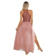 thumbnail image 2 of TiaoBug Women's Lyrical Dance Costume Sleeveless Side Split Chiffon Maxi Dress Modern Dancewear Dusty Pink L, 2 of 7