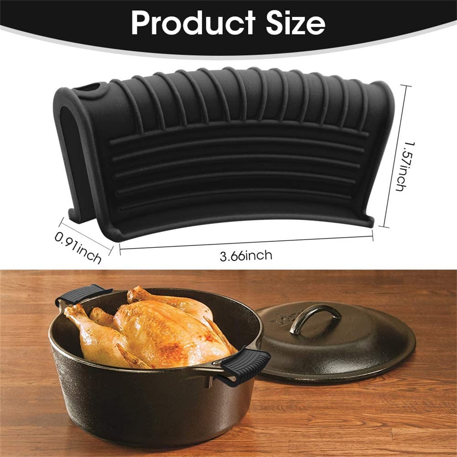 Kepooman Non-Slip Silicone Hot Handle Holder for Kitchen, Black Kepooman Non-Slip Silicone Hot Handle Holder for Kitchen, Black