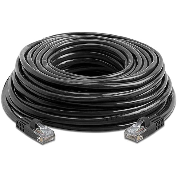 American Terminal EPC100BK 100' Cat6 patch cable<br/>Cat6a Ethernet network patch cable RJ45 23AWG 600M solid copper wire 100' Black