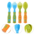 thumbnail image 2 of WORGEOUS 2 juegos de utensilios para bebé, tenedor de autoalimentación para bebé, tenedor de entrenamiento para niños pequeños, cuchara de entrenamiento para bebé con caja de almacenamiento, 2 of 9