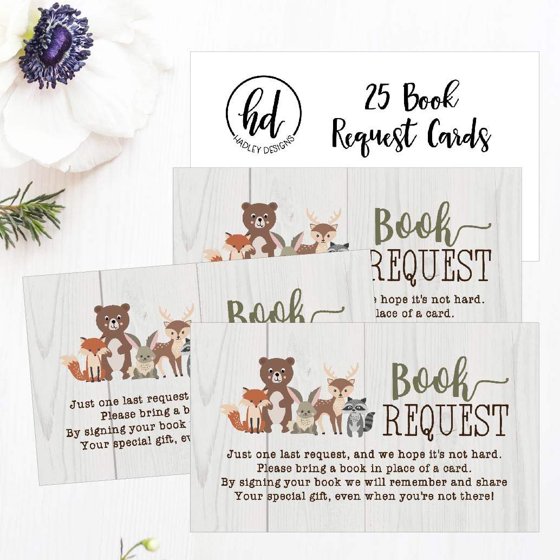 25 Woodland Books For Baby Request Insert Card For Boy Or Girl 25 Woodland Books For Baby Request Insert Card For Boy Or Girl