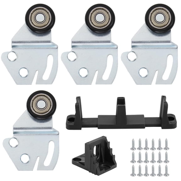 Sliding Closet Door Roller Kit - Top Hung Door Replacement Hardware with 1-Inch Convex Ball Bearing Wheels
