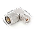 thumbnail image 4 of Adaptador de RF UHF PL259 macho a SO239 hembra en ángulo recto de 90 grados, color plata., 4 of 5