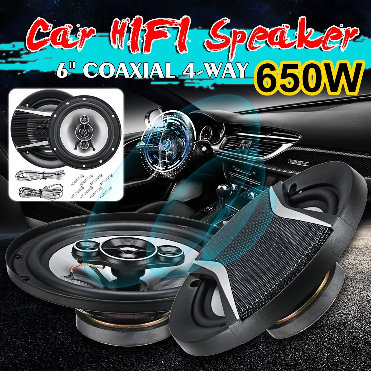 1 Pair TS-A1696S 6'' Inch 650W 4-Way Car HiFi Coaxial Speaker Vehicle Door Audio