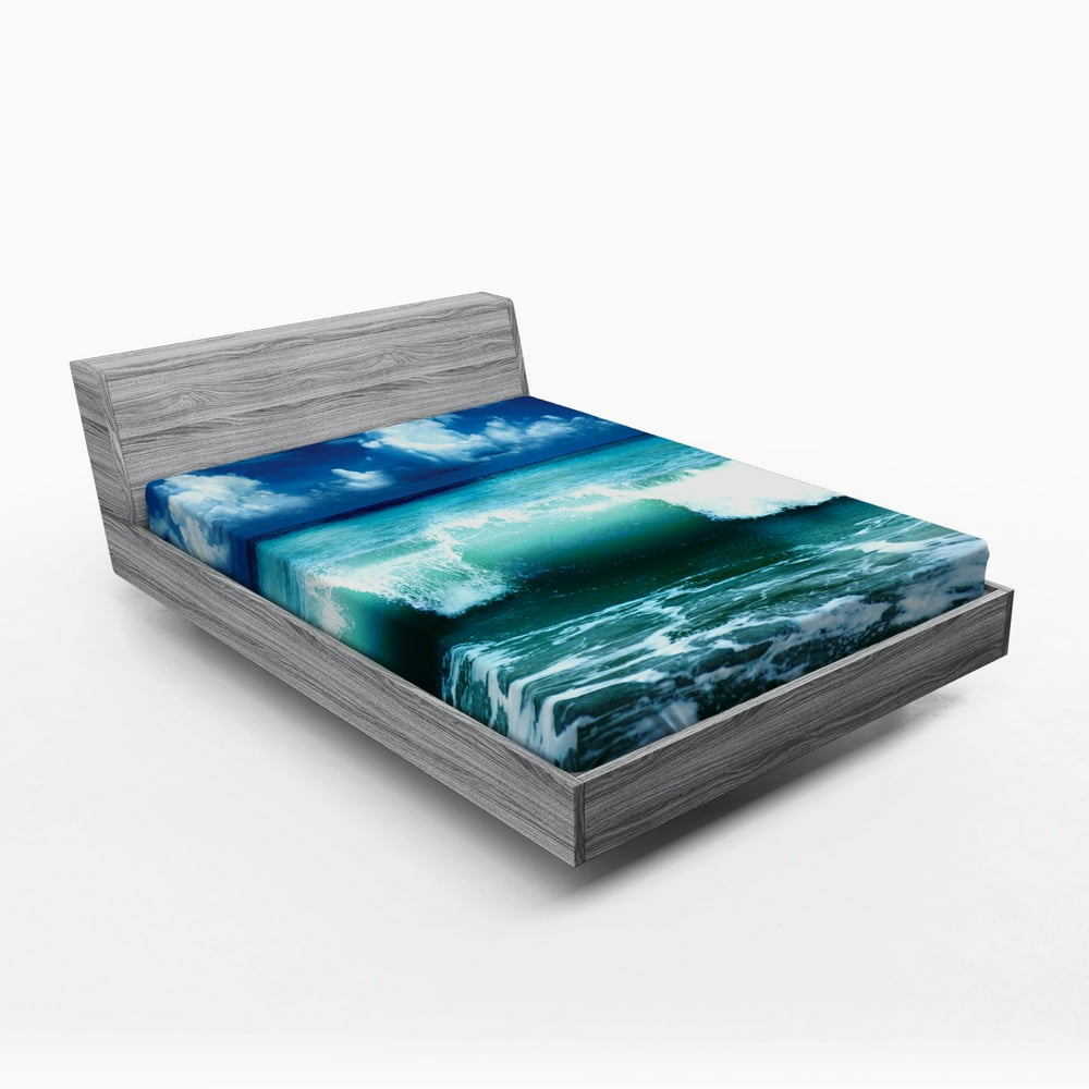 Ocean Fitted Sheet Caribbean Island Coast Seascape Waves Water Splash