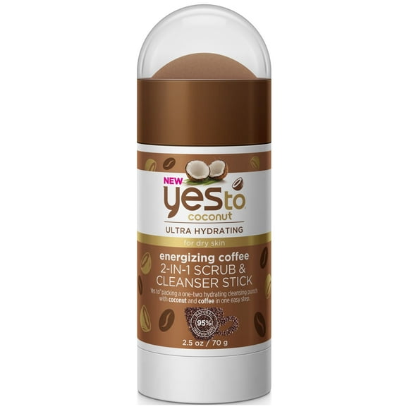 Yes To Coconut Energizing Coffee 2-in-1 Face Scrub & Cleanser Stick, 2.5 Oz.