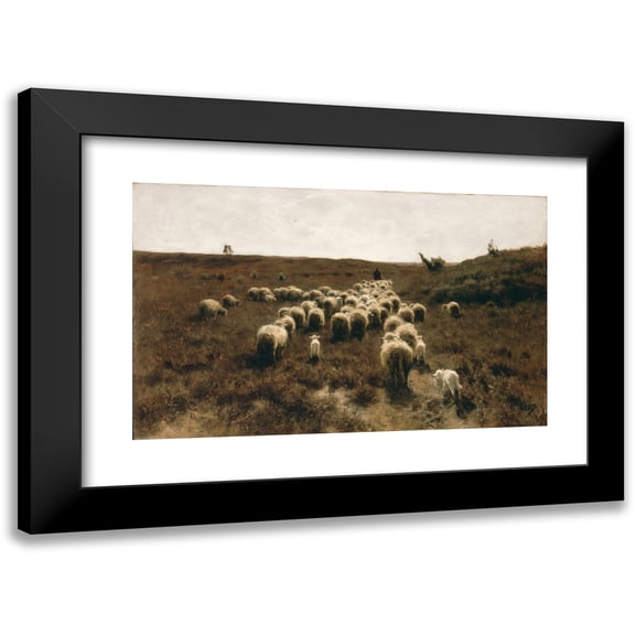 Anton Mauve 14x11 Black Modern Framed Museum Art Print Titled - The Return of the Flock, Laren