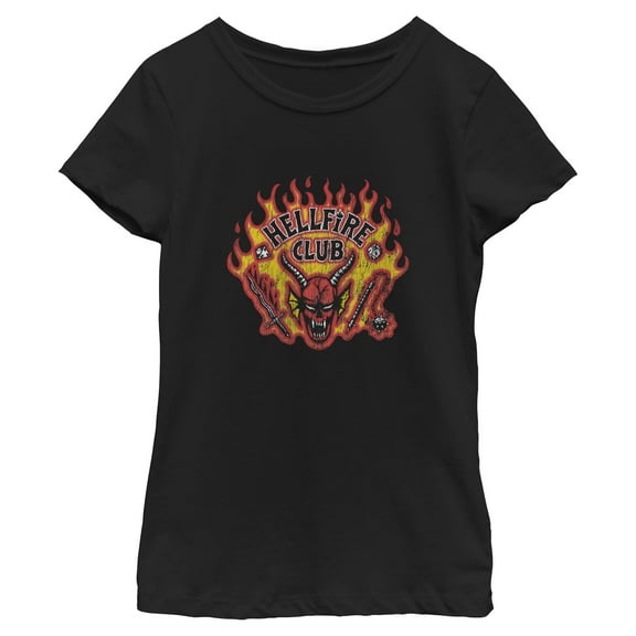 Netflix Girls' Stranger Things Retro Hellfire Club Logo T Shirt