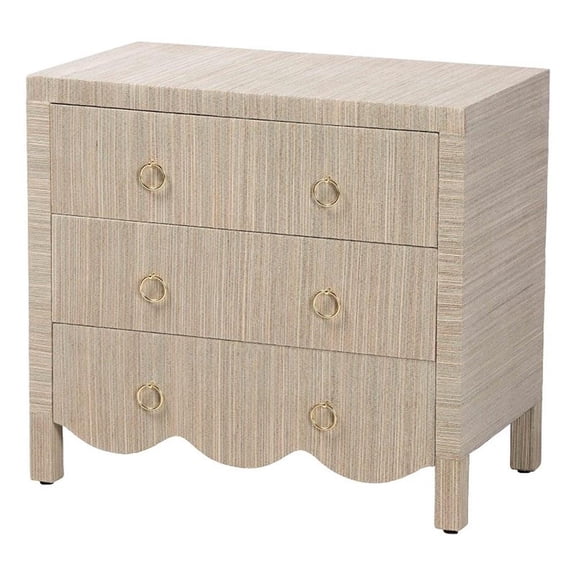 bali & pari Umika Grasscloth Nightstand with Scalloped Base