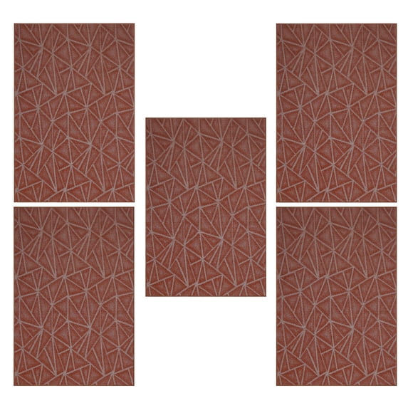 Furnish My Place Geometrical Pattern Indoor/Outdoor Refine Rust Rug, Abstract Area Rug, Doorway Mat, Contemporary Rug for Living Room, Entryway, Made in USA, 2' x 4' Rectangle - Set of 5