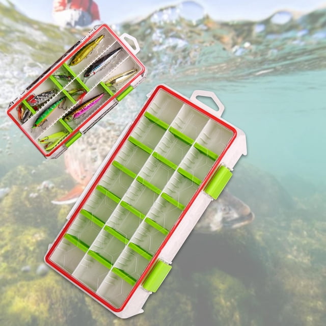 Caja de aparejos de pesca Caso de almacenamiento de señuelo Gran estuche rígido impermeable 21 Organizador de compartimentos para cebos de pesca en