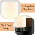 thumbnail image 3 of Moose Modern 2-Light Black Dimmable LED Wall Sconces with Frosted Glass Shades, Set of 2, 3 of 7