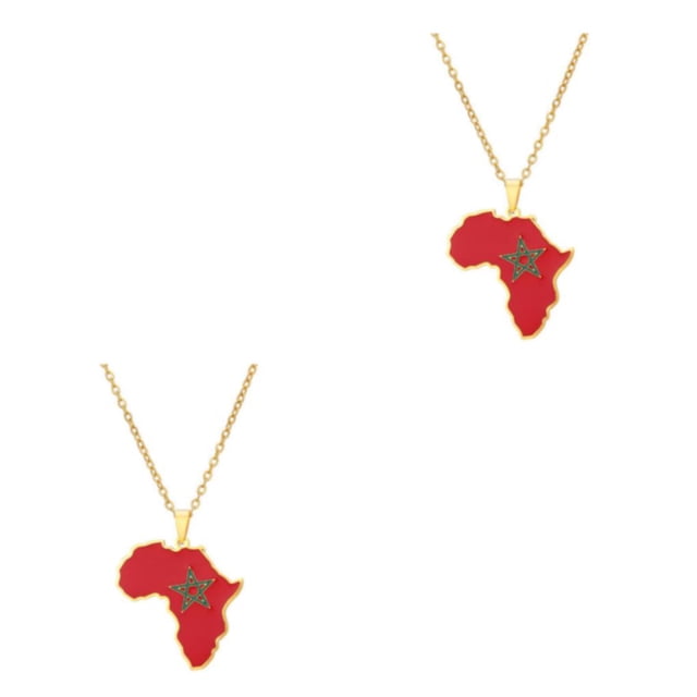 kurtrusly Morocco Map Flag Pendant Necklace Statement With Style Easy To Match With Other Accessories Unique As Shown 2Set