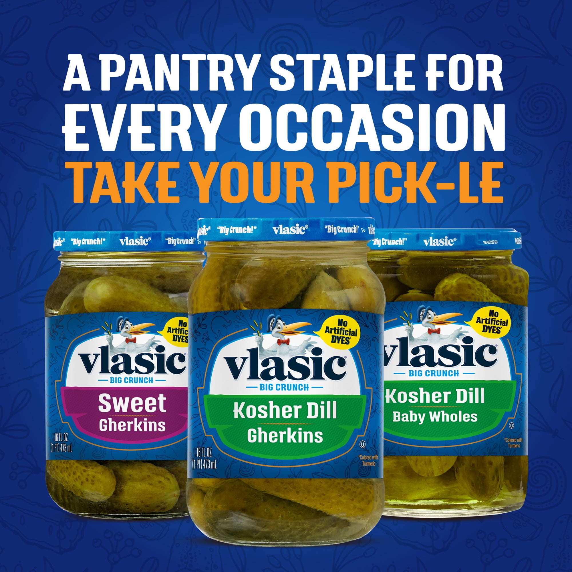 (4 pack) Vlasic Kosher Dill Gherkins Pickles, Keto Friendly, 16 fl. oz.