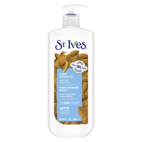 St. Ives Hand & Body Lotion, Sweet Almond Oil, Restoring Body Care for Dry Skin, 20.28 oz