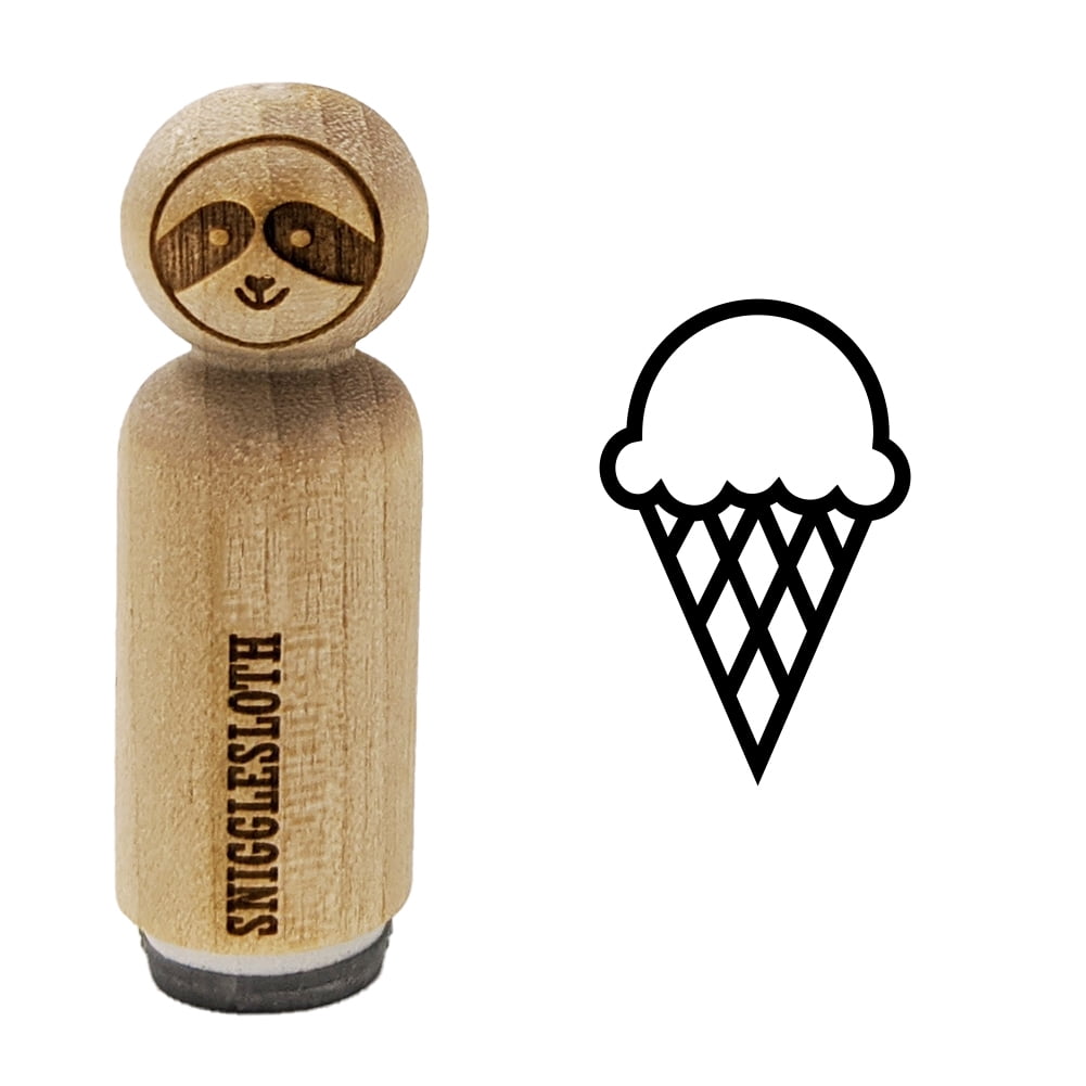 Ice Cream Cone Rubber Stamp Dessert Summer Treat New Wood Mounted 1.25" High 