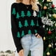 thumbnail image 3 of Suéter de punto navideño para mujer, otoño e invierno, nuevo, cuello redondo, manga larga, estampado, moda, informal, jersey de punto, top femenino, 3 of 5