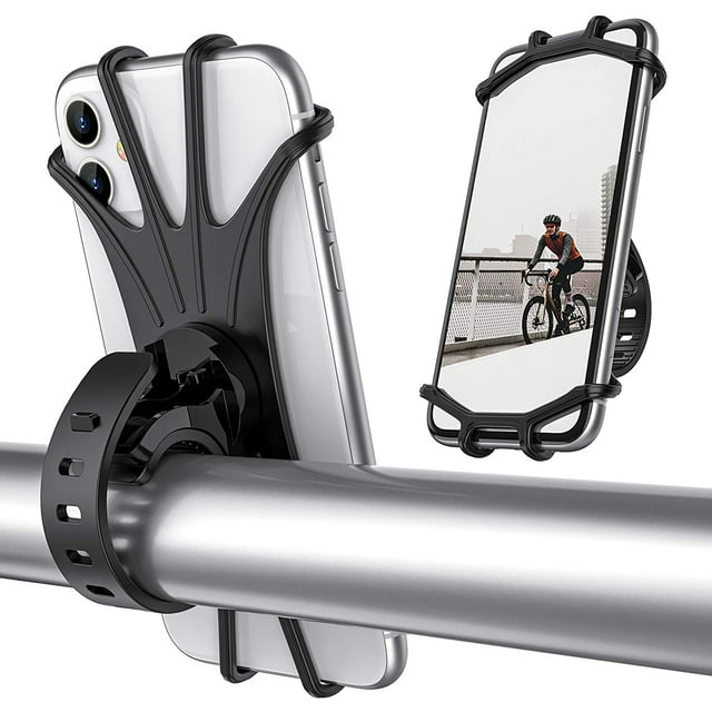 Bike Phone Mount, Universal Bike Cell Phone Holder, 360掳 Rotatable, Silicone Bicycle Phone Mount Compatible with iPhone 12/Pro/mini/11/Xs/Max/Xr/X/7/8/Plus
