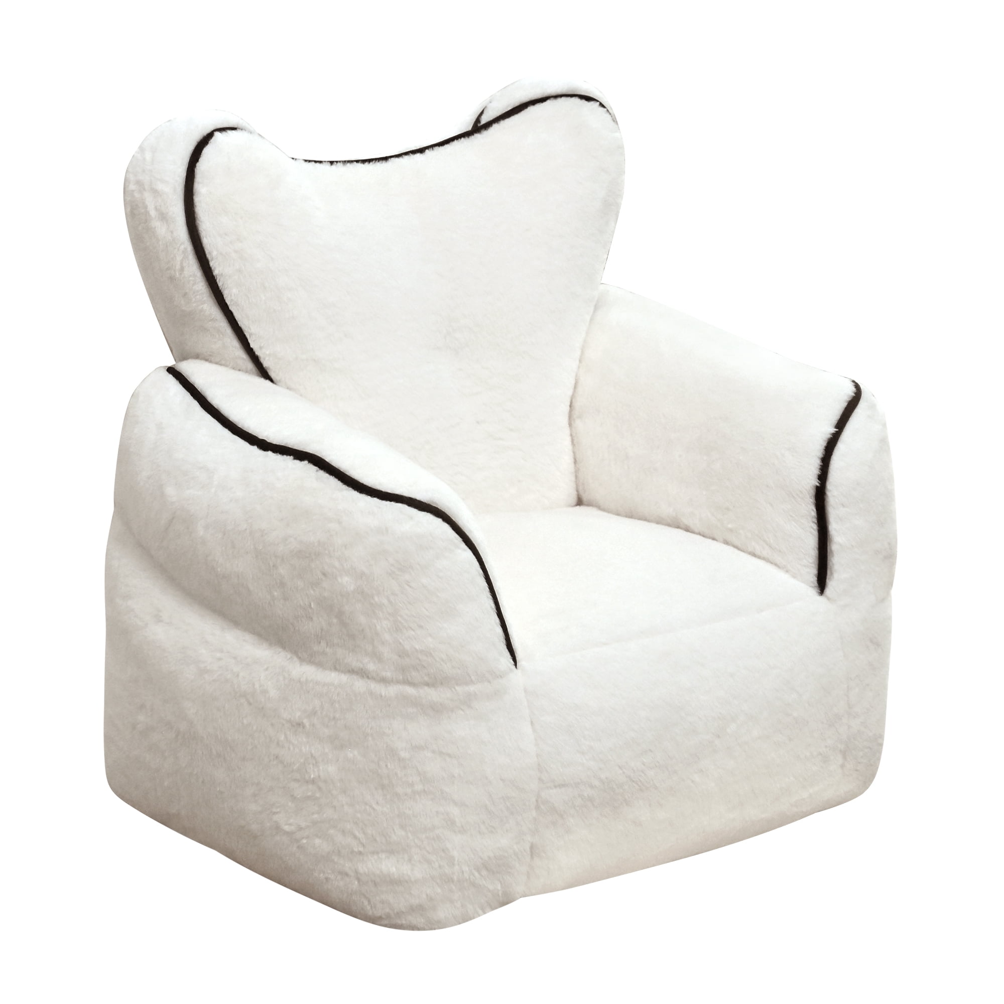 Leumius Bean Bag Chair,Faux Fur Beanbag Chair with a Color-Block and Heart-Shaped Backrest,Large Lazy Sofa for Living Room, Bedroom, Apartment,White