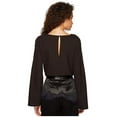 thumbnail image 3 of Kensie Womens Split Sleeve Knit Blouse, Black, Small, 3 of 3