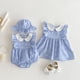 thumbnail image 2 of Body Floral con sombrero para niñas, ropa de verano para bebés, cuello Peter Pan, vestido de una pieza para niñas, traje de hermana, 2 of 6