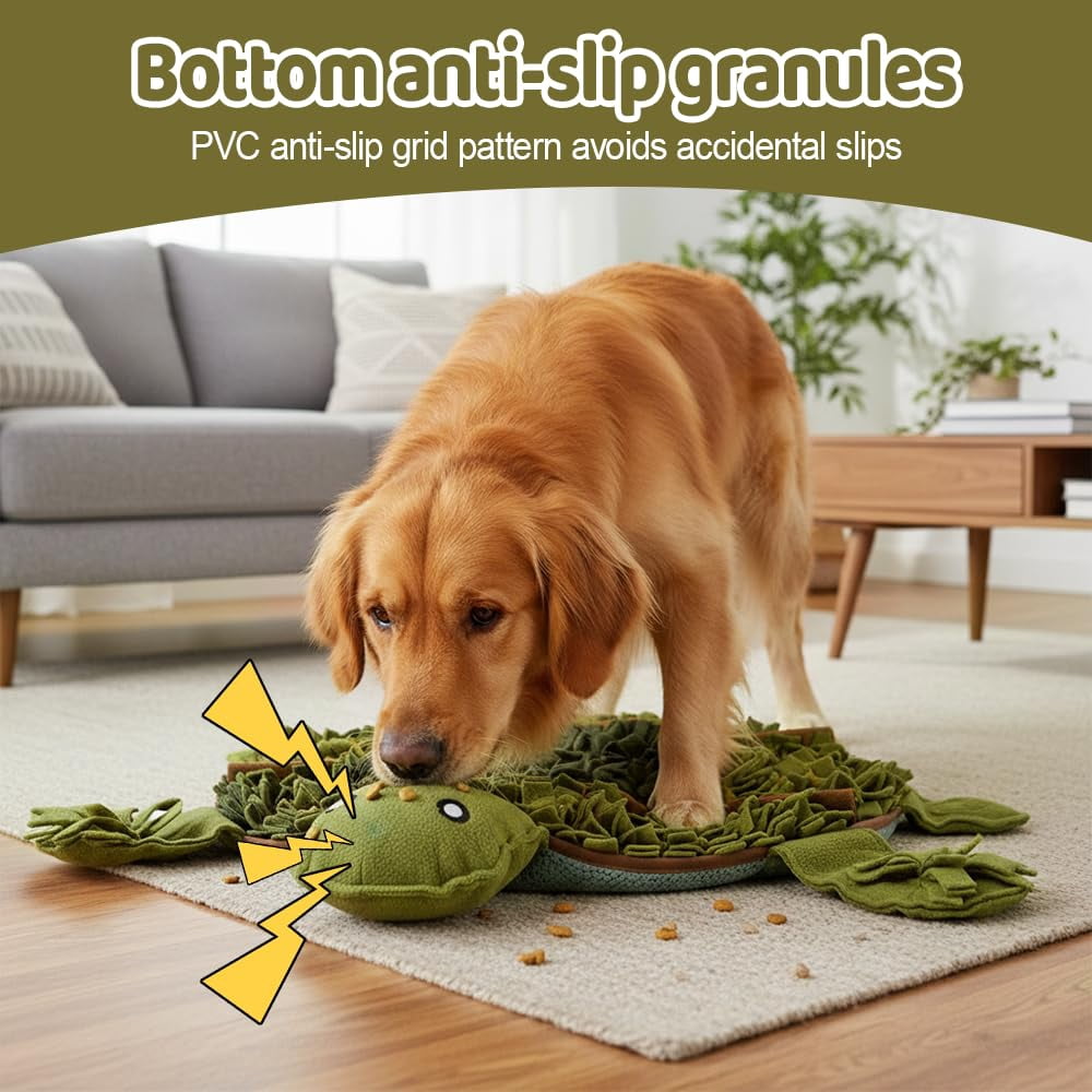 Dogs Snuffle Mat, 31.5×31.5Inch Turtle-Shaped Pet Sniffing Feeding Mat, Non-Slip Interactive Feeding Mats for Large Breeds