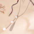 thumbnail image 2 of NICKSUN Minimalist Long Layered Necklace for Women, Luxury Stackable Beaded Lariat Chain with Heart & Imitation Pearl Pendants, 2 of 5