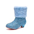 thumbnail image 2 of LYHao Girls Winter Warm Knit Boots For Little Girls — Cozy Lined Ankle Boots With Top Handle For Autumn And Winter ,Girls Boots Sizes 13 Blue(7-8 Years), 2 of 5