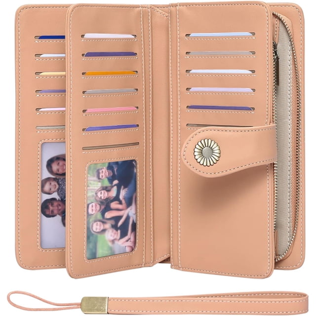LAICAIW Women's Wallet Genuine Leather RFID Blocking Large Capacity Trifold Ladies Wallet