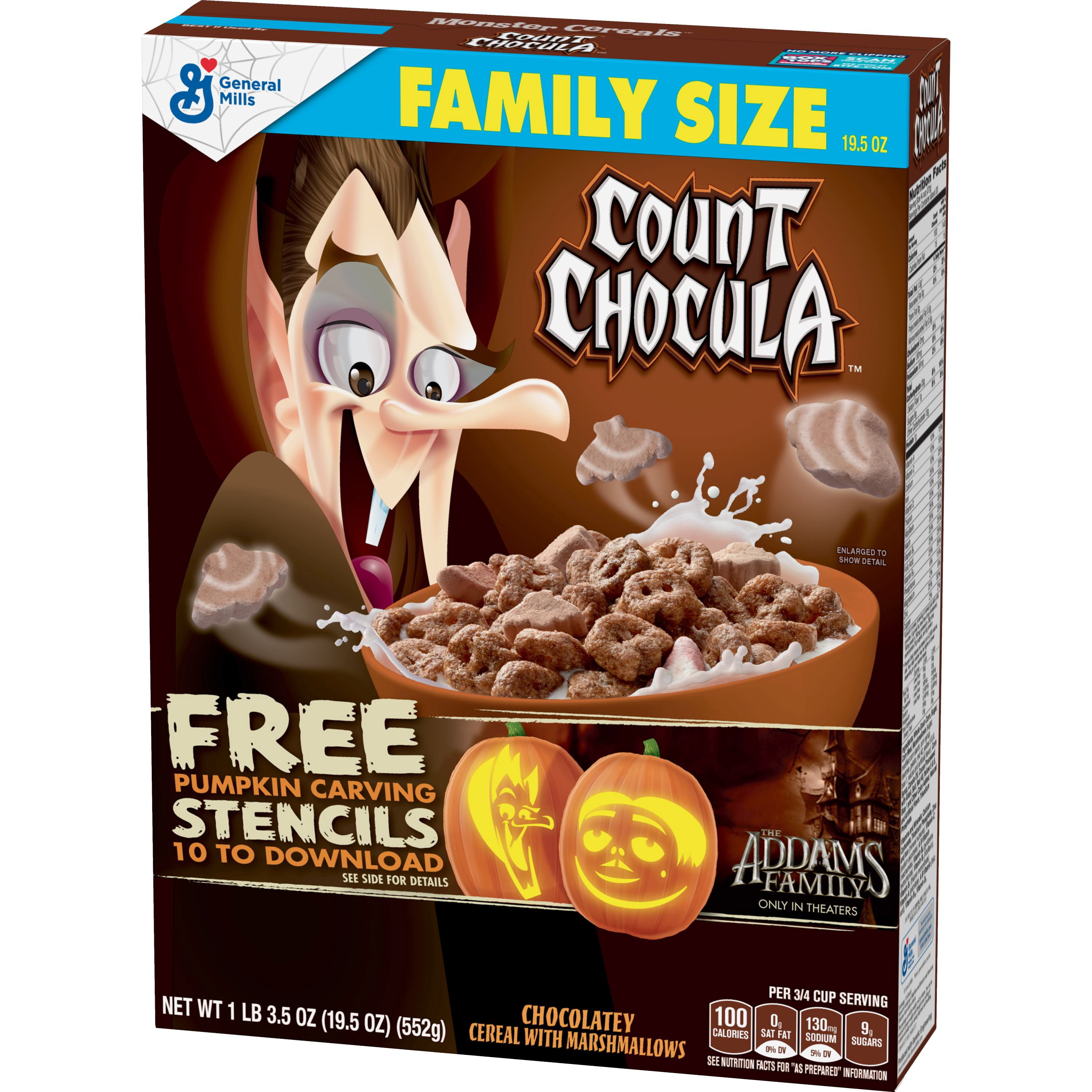General Mills, Breakfast Cereal, Count Chocula, Halloween, Chocolatey, with Marshmalllows, Family Size, 19.5oz