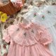 thumbnail image 2 of Vestido de niña con bordado de rosas vintage, falda de algodón de manga corta con encaje de verano para niña, 2 of 6