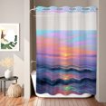 thumbnail image 2 of No Hook Shower Curtain, Coastal Ocean Shower Curtains for Bathroom with See Through Top Window, Sparkle Sea Abstract Colorful Waterproof & Washable Bath Curtain Extra Long 72"x96", 2 of 9
