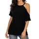 thumbnail image 5 of Camiseta de mujer Verano con hombros descubiertos Blusa de manga corta Top suelto, Negro, XXL tholdsy AP001354-05, 5 of 7