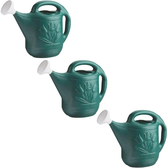Novelty Manufacturing Classic Gardener's Plastic Watering Can - 2 Gal, Green, Flower Pattern