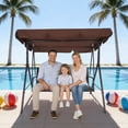 thumbnail image 3 of Outdoor Swing Chair with Adjustable Canopy – Triangular Support, Sturdy Steel Frame for Enhanced Safety – Perfect for Porch, Garden, Patio – Brown Outdoor Furniture, 3 of 8