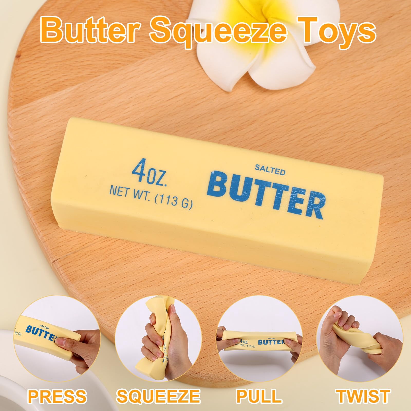 1pcs Squeeze Butter Squishy Massage ball, PU Material Butter Stick Slow Rising Squeeze Food Fidget Massage ball for Office School