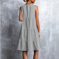 thumbnail image 4 of Vestido con gradas con cuello redondo para mujer, vestido sin mangas con dobladillo suelto, informal, elegante, liso, para fiesta, vida diaria, gris M, 4 of 6