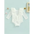 thumbnail image 4 of Franhais Baby Girls Romper, Long Sleeve Off-shoulder Ruffled Tasseled Bodysuit for Casual Daily, 4 of 9